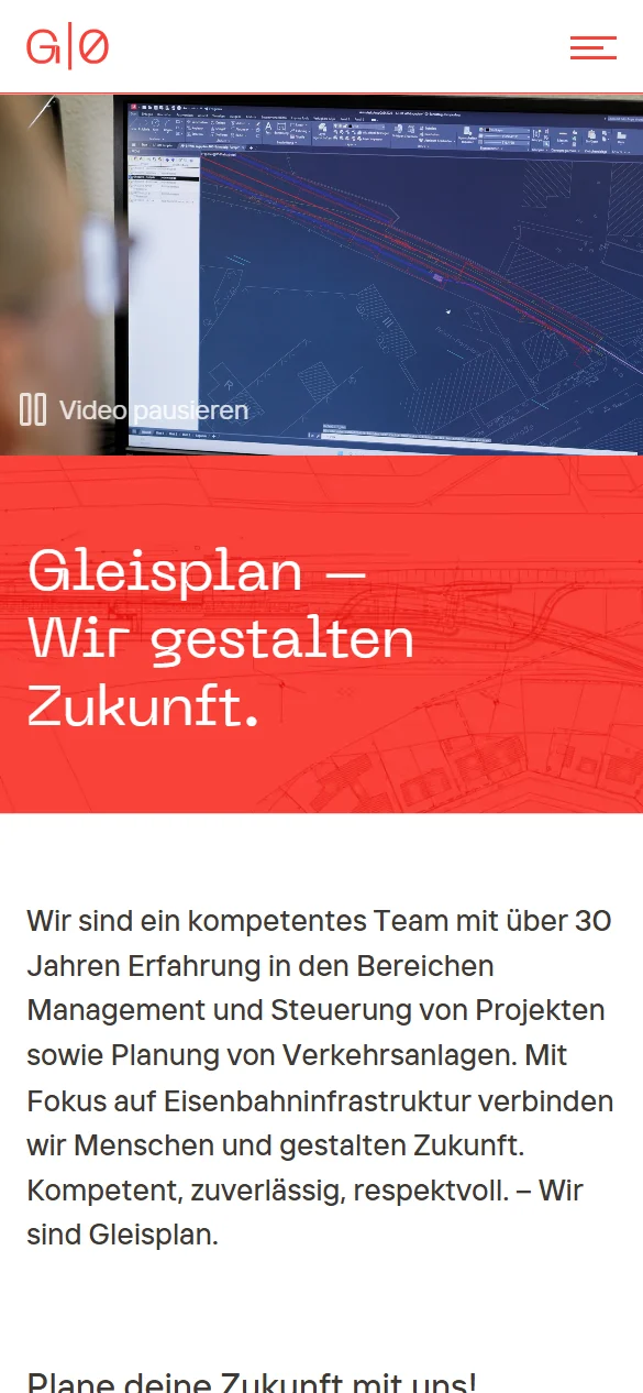 Website von Gleisplan am Smartphone
