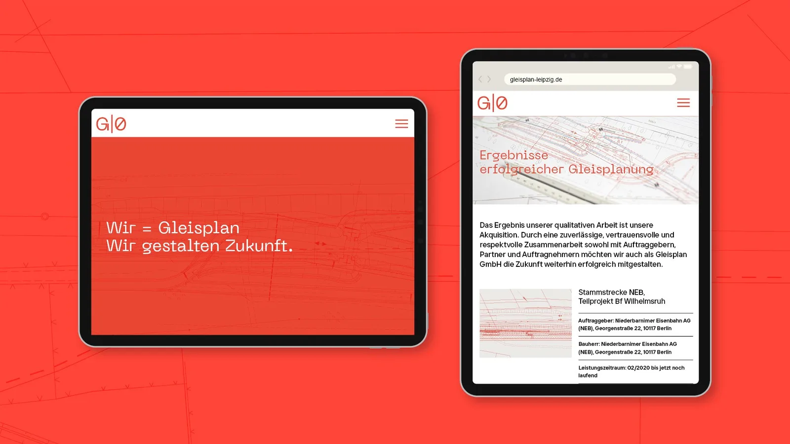 Gleisplan-Website auf Tablets