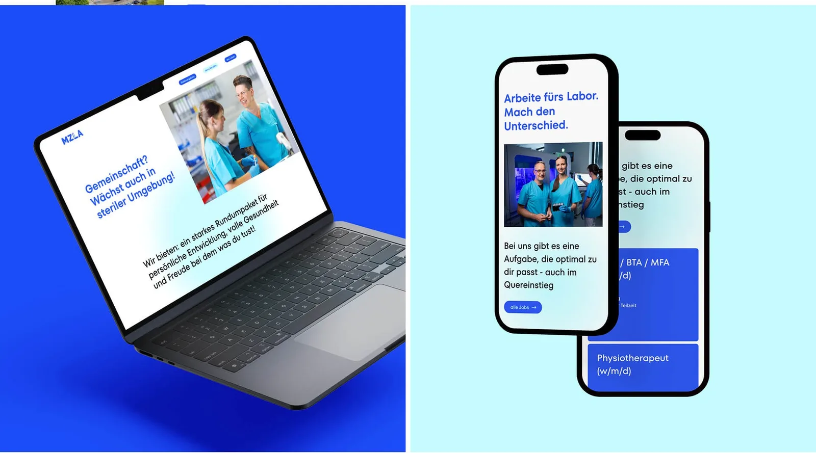 Jobportal des MZLA auf Laptop und Smartphone