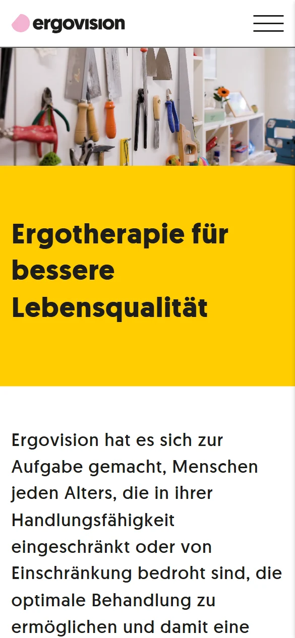 Website von Ergovision am Smartphone