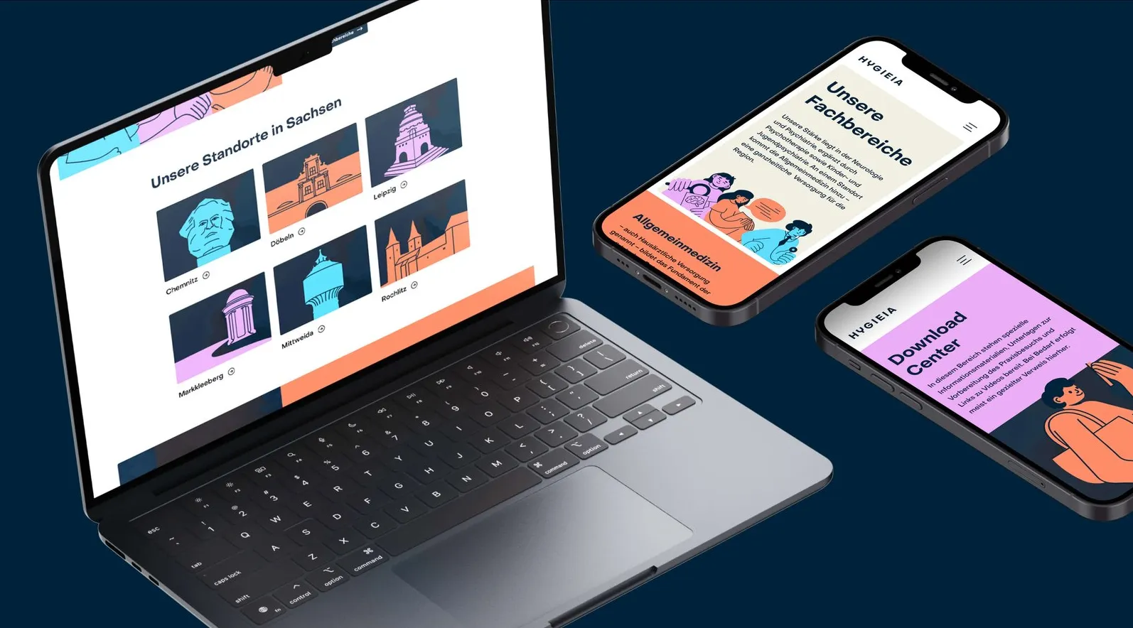 Hygieia-Website auf Laptop und Smartphones