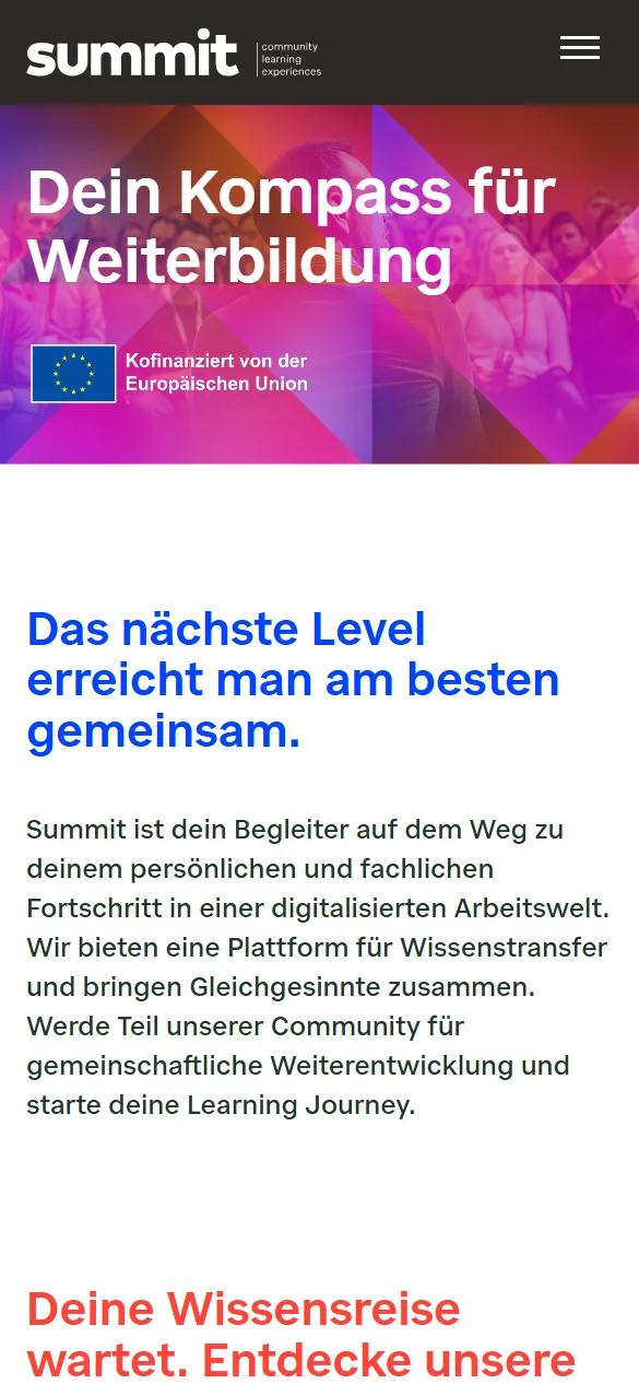 Website von summit am Smartphone