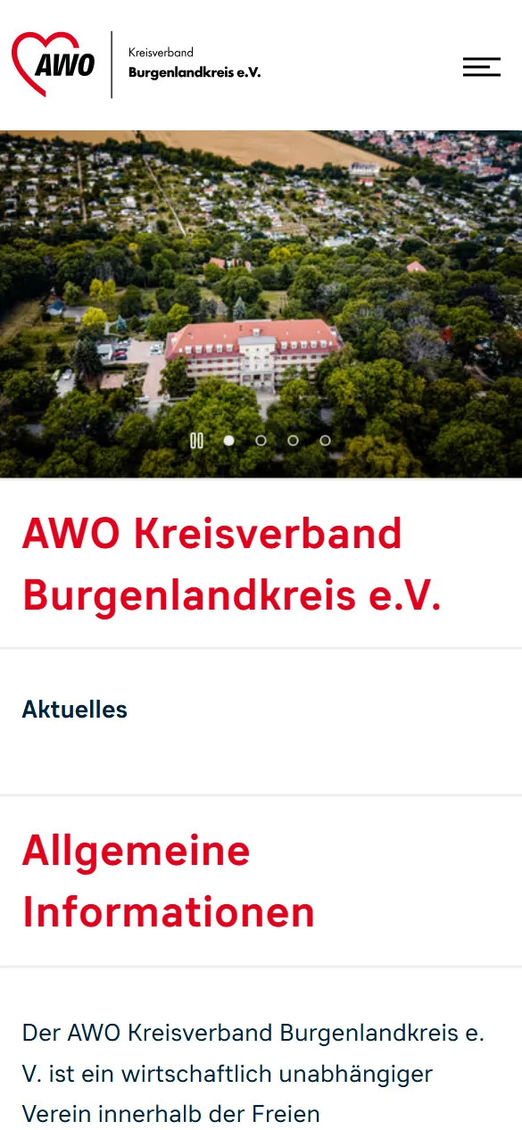Website der AWO Burgenlandkreis am Smartphone