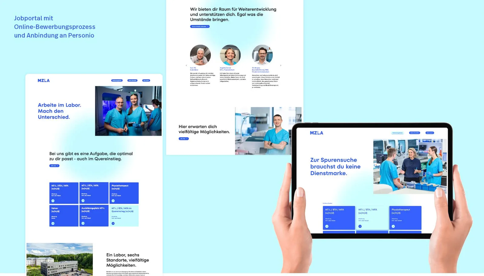 Jobportal des MZLA auf Desktop und Tablet