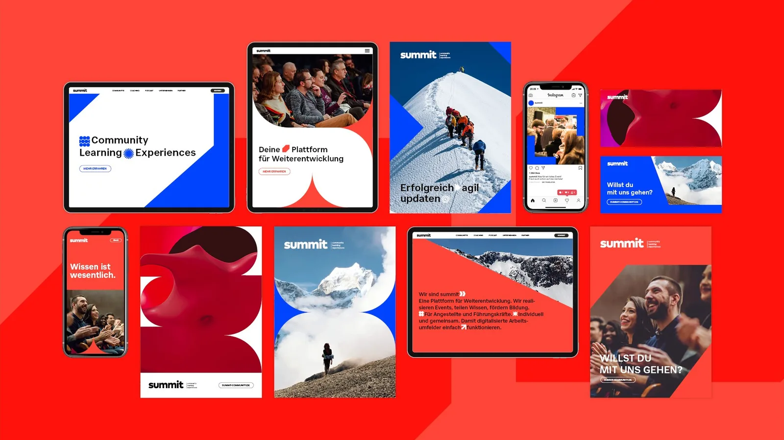 Markenwelt von summit auf Website, Social Media und Print