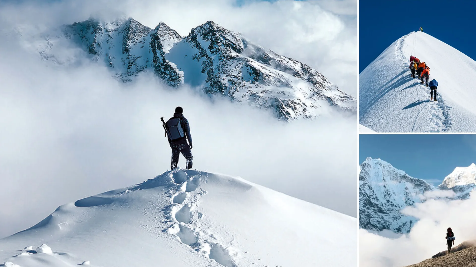 Bergsteiger am Gipfel, Motiv aus der Bildwelt von summit