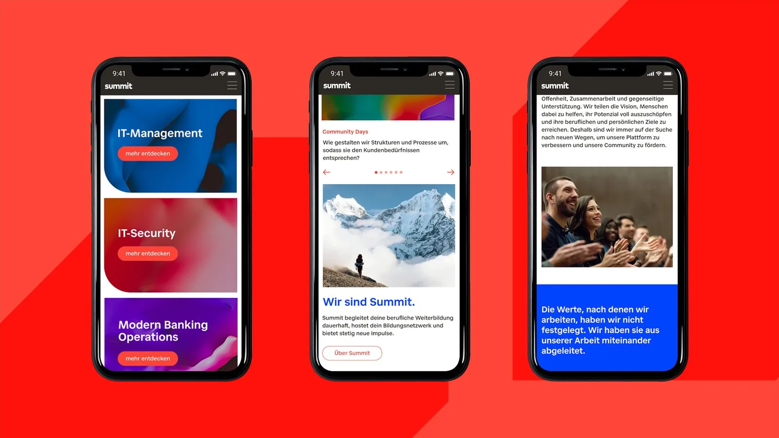 Website von summit auf Smartphones
