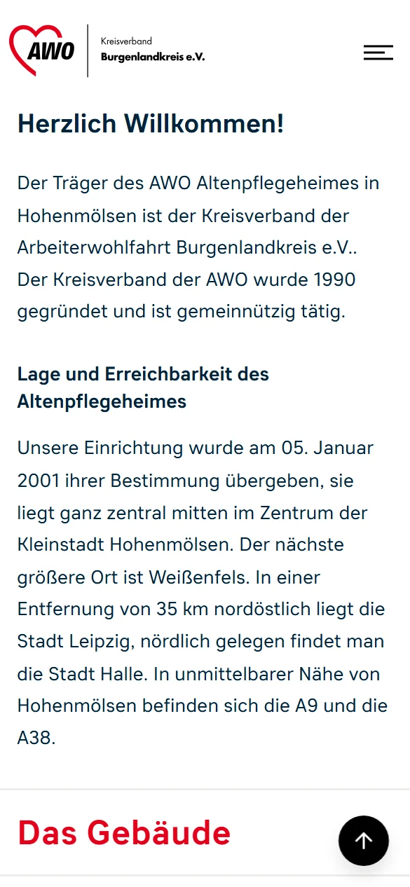 Seite einer Einrichtung am Smartphone