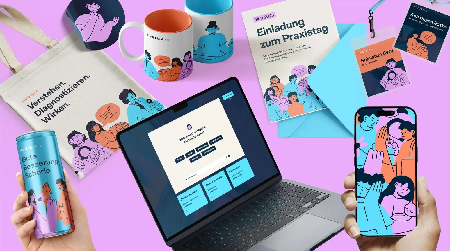 Werbemittel und Einladungen im neuen Hygieia-Design